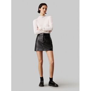 A-Linien-Rock CALVIN KLEIN JEANS "FAUX LEATHER A-LINE MINI SKIRT", Damen, Gr. XL (42), schwarz (ck schwarz), Web, Obermaterial: 60% Polyurethan, 40% Polyester, unifarben, A-Linie Po-bedeckend, Röcke A-Linien-Rock, mit Logopatch ck schwarz XL (42) Calvin Klein