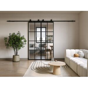 Unique Puerta corredera doble - aluminio y vidrio templado - 2 x Alt. 205 x L83 cm - WILDEN II Unique